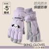 Ski Gloves Women's Autumn and Winter Thickened Velvet Thermal Gloves Riding Tram Windproof Genuine Cartoon Cute Touch Screen