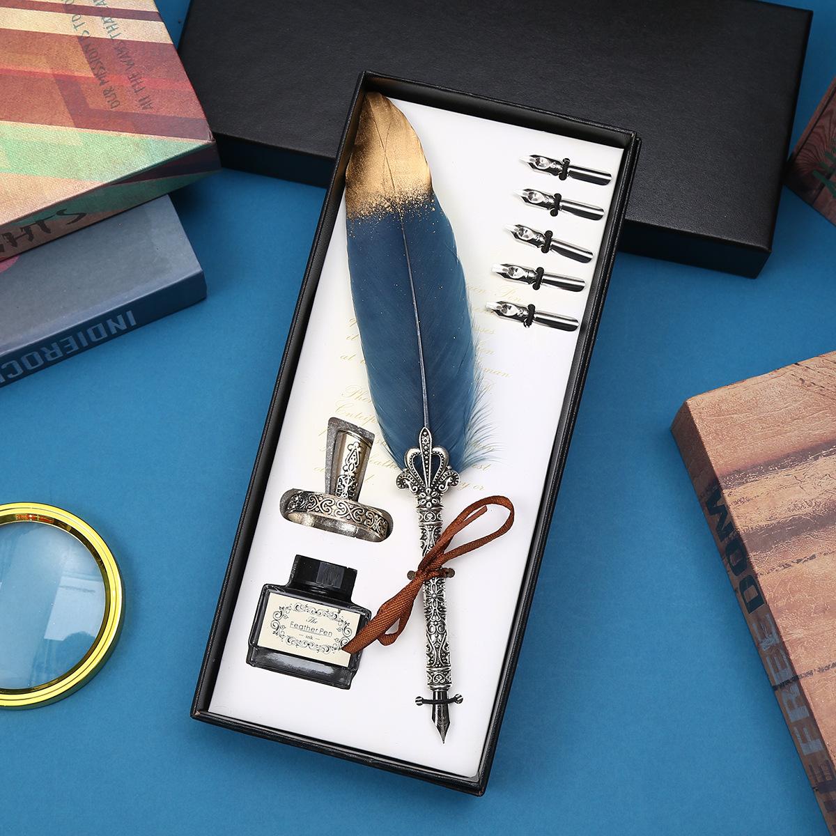 

Перьевая ручка, Ретро британское перо для макания, Перо из гусиного пера, окунутое в чернила, Подарок на день рождения для одноклассников 0.5mm