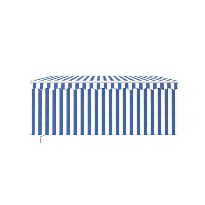 Exclusive House - Manual Retractable Awning with Blind 3.5x2.5 M Blue and White