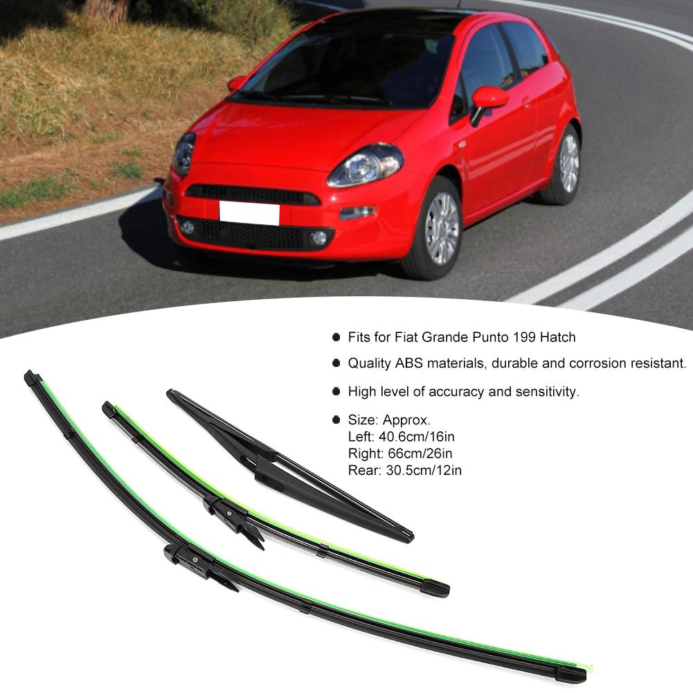3pcs Windscreen Windshield Wiper Blade Front and Rear Fits for Fiat Grande Punto 199 Hatch