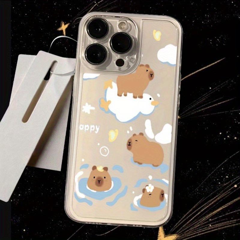 White Duck High-Transparency Soft Silicone Phone Case for Apple 16/15/14/13/X with Precision Hole Alignment
