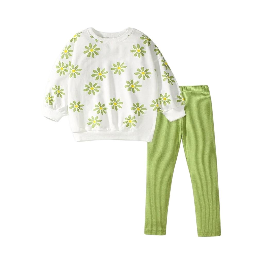 Cute Long Sleeve Cartoon Kids Set - Casual T-Shirt Outfit