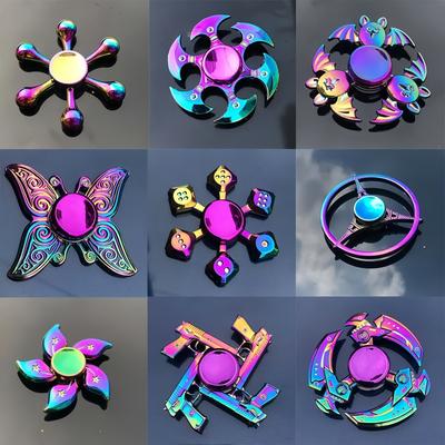 Rainbow High-Speed Metall Fidget Spinner Bunter Finger Hand Spinner zur Linderung von Stress und Angst Lustiges Spielzeug für Erwachsene