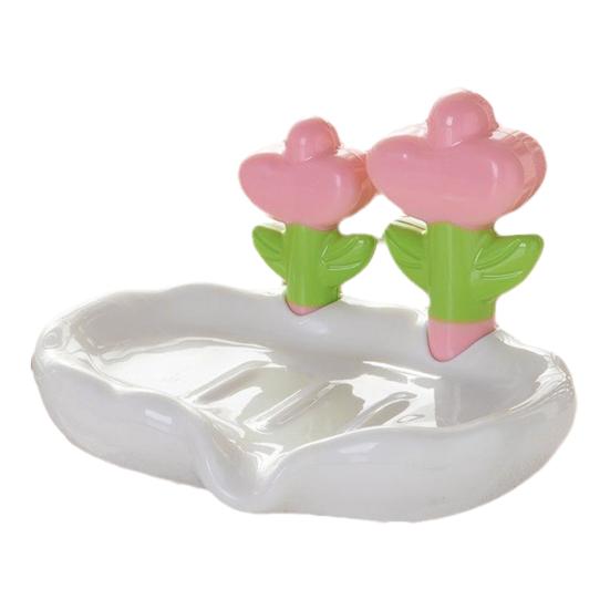 1/2 Stück Blume Seifenhalter Schnell ablaufend Küche Badezimmer Blumig Seifenschale Arbeitsplatten Dekoration Kunststoff Seifenstück Duschseife Behälter Box Tablett