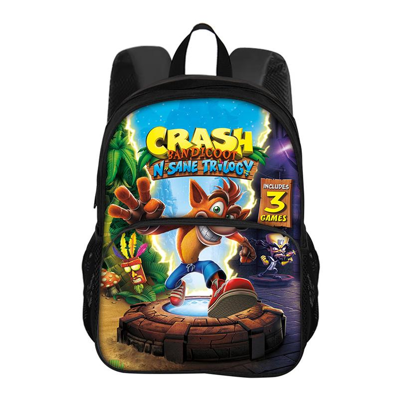 Crash Bandicoot Round Front Bag Backpack Cartoon Printed New Trendy High Quality Student's Best School Companion