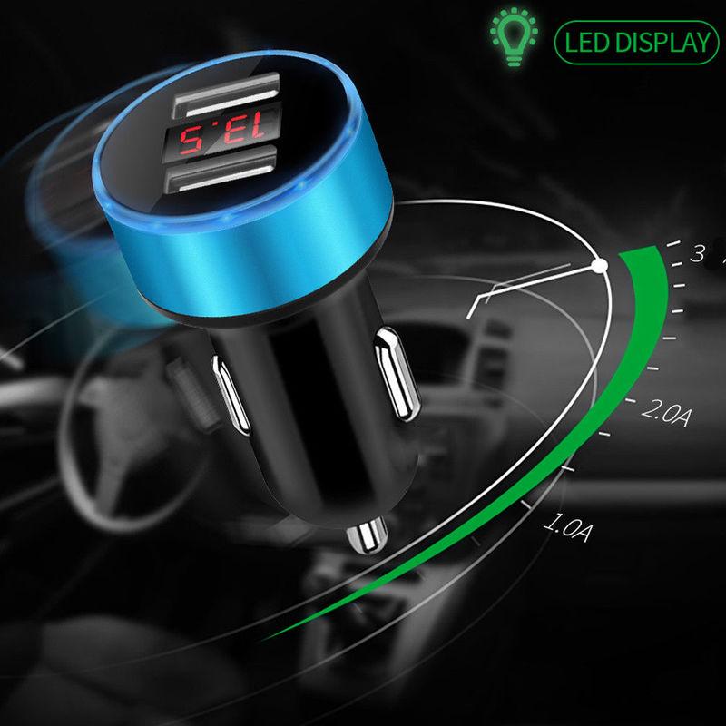 Dual Ports 3.1A USB Car Phone Charger 12V/24V Digital LED