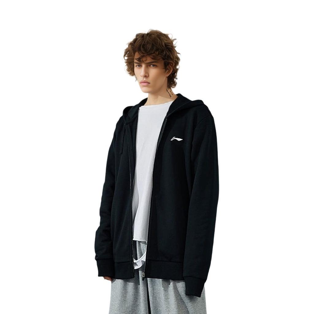 Li Ning Sweatshirts Men's Black Hooded Moderate Regular AWDS523-1