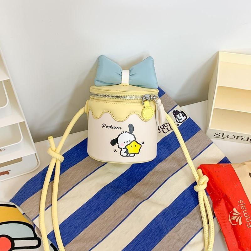 

Сумка-ведро Sanrio для девочек из ПУ-материала с цветочным принтом, идеально подходящая для повседневного использования