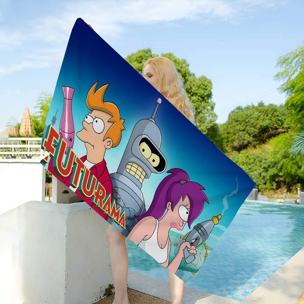 Popular American Animation F-Futurama Game Bath Towel Microfiber Soft Water Absorbing Breathable For Girl Kids Decorative