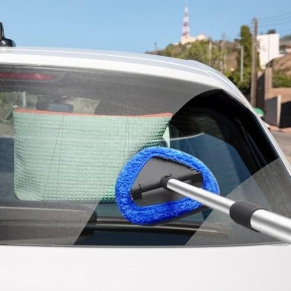 Extendable Windshield Cleaning Tool Reusable Microfiber Pads Wiper Brush  for Cars Trucks Home