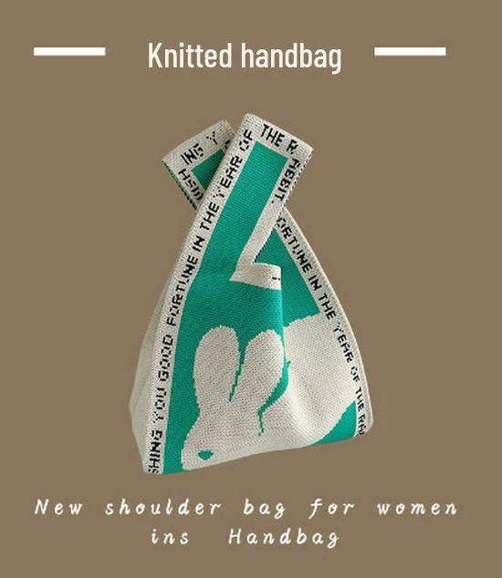 Japanese Knitted Handheld Wristlet Handbag for Stroller Pushing and Commuting
