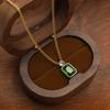 Wind Zircon Emerald Pendant In Clavicle Chain, Ancient Wind Titanium Steel Gold-Plated Necklace Does Not Fade For Girls