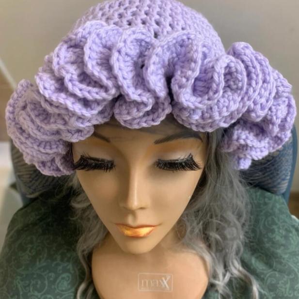 NEW Women Crochet Bucket Hats Y2k Fashion Pleated Ruffles Knitted Hat