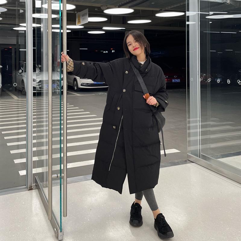 

Женская зимняя куртка с хлопковой набивкой, новая, корейская версия, длинная, свободного кроя, толстая куртка с хлопковой набивкой. XL чёрный