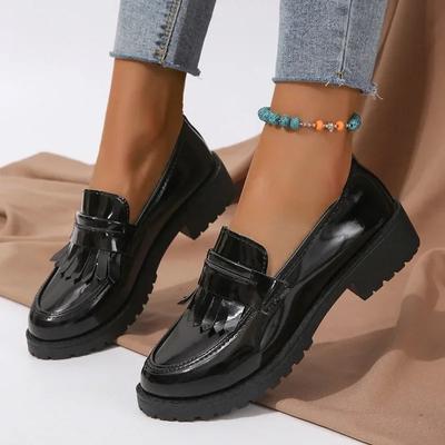 Fashion Autumn Ladies Shoes On Sale 2024 High Quality Slip On Women's Pumps British Style Round Toe Dress Casual Chunky Heels Loafers