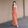 French Dopamine Romantic Floral Suspender Dress Women's Summer High-end Waist Seaside Vacation Dress