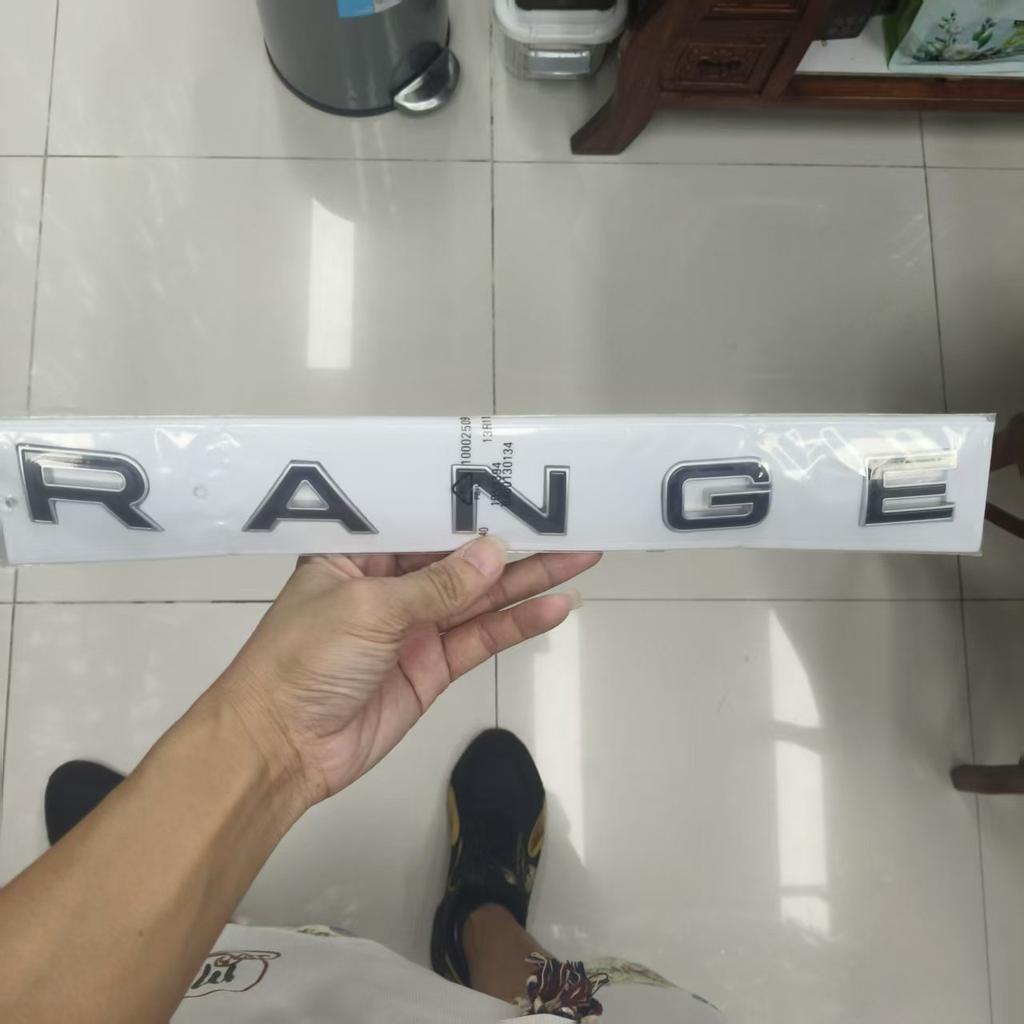 Logo RANGE ROVER, logo dopisu pro Range Rover Executive Sports Aurora, zadní samolepka s černým písmem a červeným okrajem