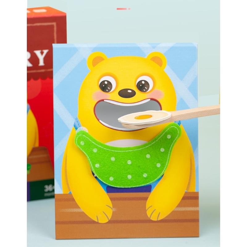 1 Set Montessori Teaching Aids Parent Child Simulation Bear Feeding Game Early Education Baby'S Fine Action Spoon Training Toy