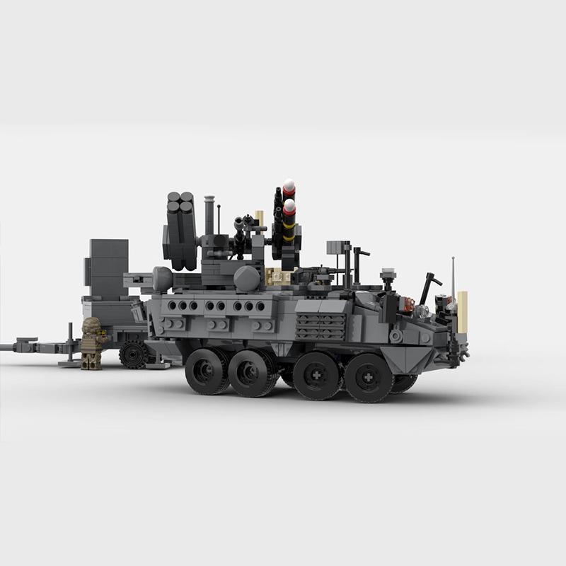Baustein Kompatibel Mit 162358 M1256 Kurzstrecken-Luftabwehrraketen-Panzerfahrzeug Modell Zusammengebauter Baustein