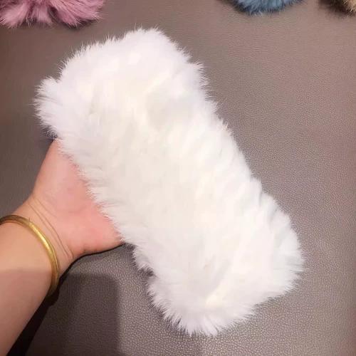 Rabbit Fur Hat Female Chuanxi White Fur Hat Fur Cold and Warm Plush Knitted Hat Cute Headgear Autumn and Winter