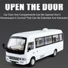 Scale 1:24 Coaster Model Car Toy Doors Opened Miniature Bus Sound Light Metal Diecast Vehicle Models Hobby Gifts for Boys