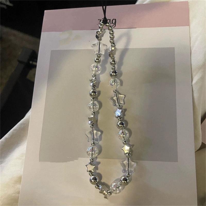 

DIY Star Bead Pendant Phone Chain - Short Hanging Rope Ornament for Mobile Phones & CCD Cameras, Universal Phone Case Accessory
