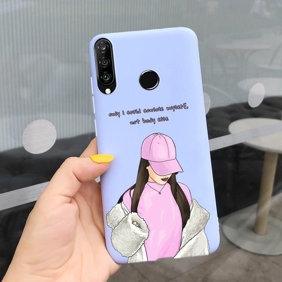 For Huawei P30 Lite Phone Case Flower Girl Pattern Soft Silicon Cover For Huawei P30 Pro Lite Case Cute Funda P 30 P30lite Cases