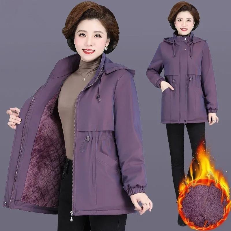 Plus Samt Gefütterte Jacke Damen Herbst und Winter Mittellange Gefütterte Jacke Gefütterte Jacke Damen