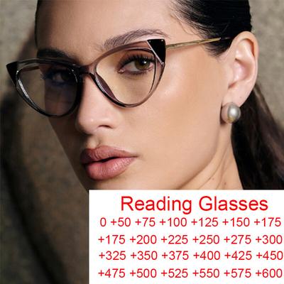 New Vintage Transparent Computer Reading Glasses Women TR90 Anti Blue Light Magnifying Presbyopia Eyewear