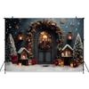 Mocsicka Christmas Door Background For Photography Starry Sky House Tree Gift Baby Shower Backdrop Shooting Decoration Photocall