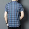 Striped Men's Short Sleeve Shirt Summer New Digital Printing Lapel Plaid Shirt Casual High Elastic Half Sleeve Top