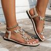 Size 36-43 4 New Summer Bow Flats Square Elastic Clear Line with Beach Sandals