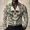 Men's Skull Halloween Costumes Shirt Long Sleeve Dark Gothic Style Holiday Summer Spring Fall Turndown 3D Print Button Up Shirt