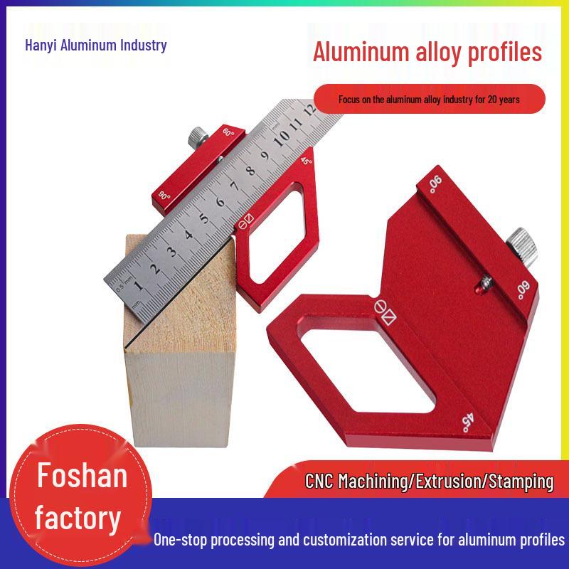 Aluminum Woodworking Multi-Angle Ruler with Stainless Steel Scale - 30°, 45°, 60°, 90° Marking Clamp