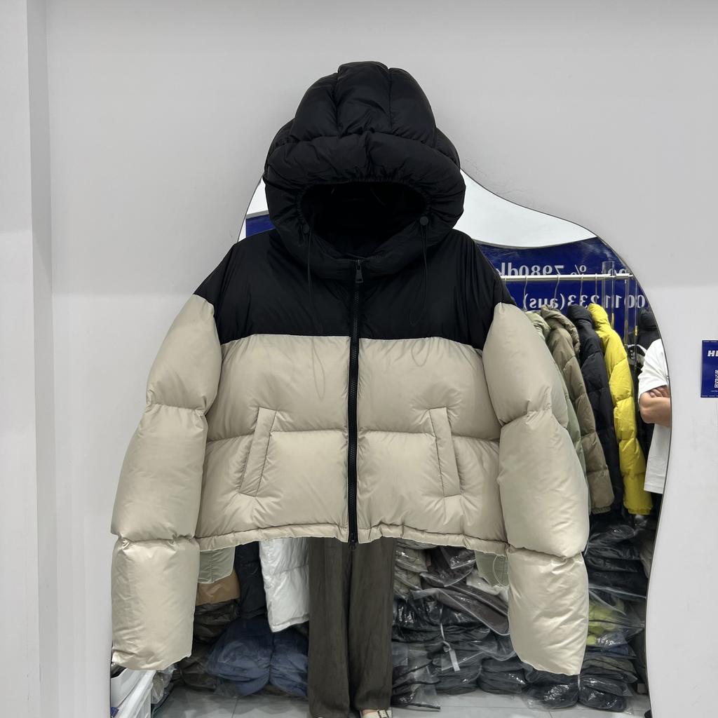 Color matching short down jacket women's new fashion loose small bread jacket white duck down jacket tide