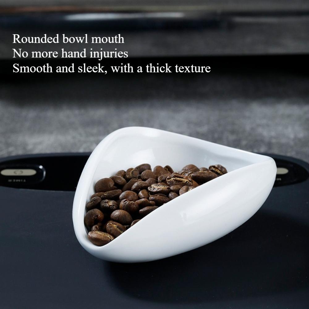 Coffee Bean Dosing Tray Ceramic Measuring Cup Bean Dish Display Plate for Raw/Roasted Bean Weighing & Sampling KFS-013