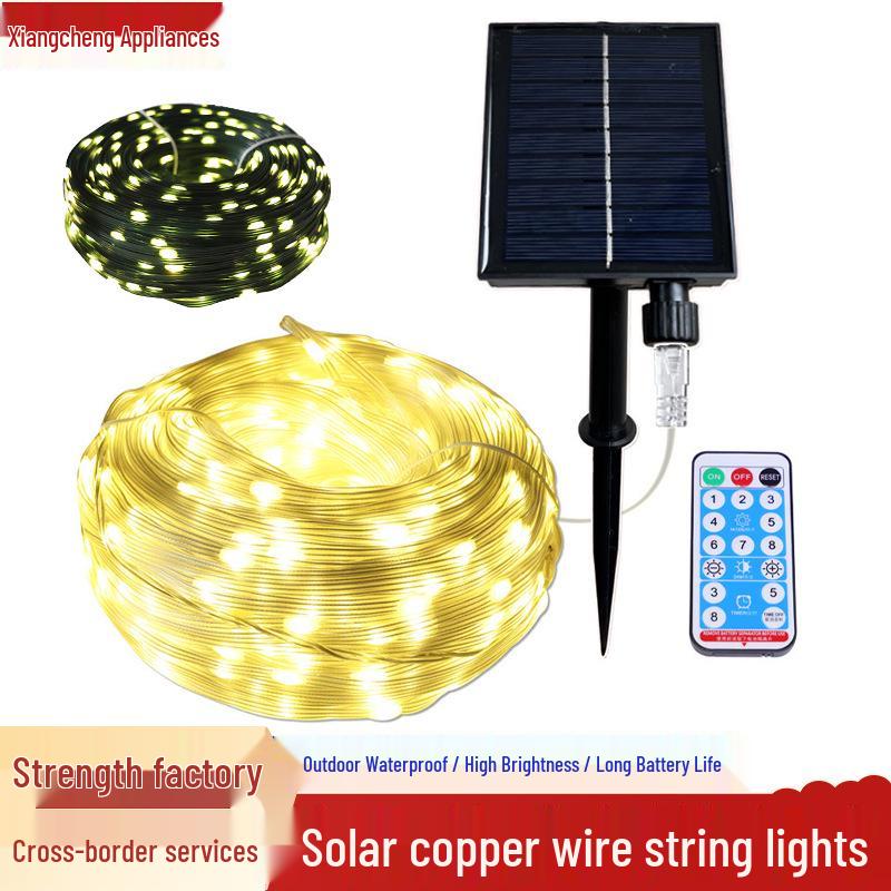 LED Solar Waterproof Cord Light for Outdoor Camping - High Brightness, Low Voltage, Starry Sky Effect, Super Bright, Colorful Wrap for Trees and Tents