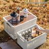 Multi-Functional Folding Camping Box with Wooden Lid: Portable Car & Outdoor Food Storage Suitcase