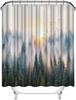 Nature Landscape Shower Curtain Green Bathroom Decor with 12 Hooks 72x72 Inches