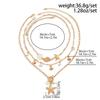 Bohemia Jewelry Gold Color Metal Starfish Conch Pendant Necklace Multi-layer Baroque Imitation Pearl Chain Choker Necklaces for Women