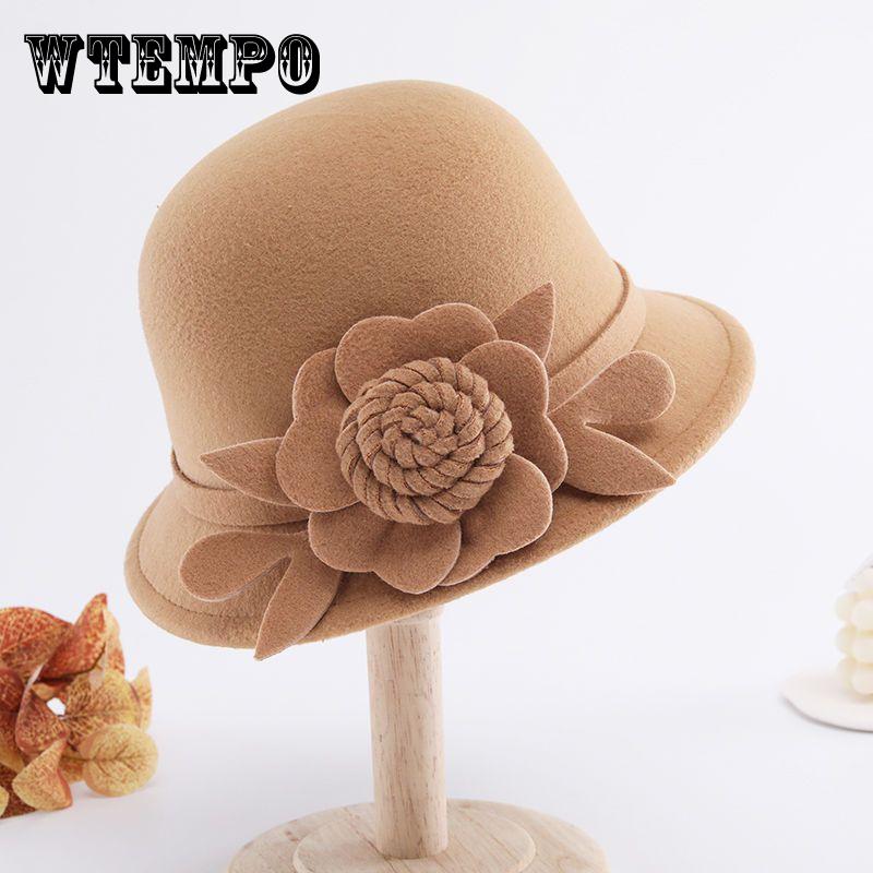 Retro Top Hat Women's Fashion British Woolen Hat Women's Autumn and Winter Felt Hat