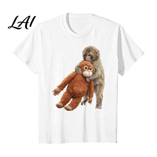 Men Monkey Punch T-Shirt Team Round Neck Short Sleeve Loose Fit Casual
