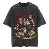 Hot Japan Anime Demon Slayer Rengoku Kyoujurou Manga Graphic Print T-Shirt Men Women Vintage Washed Harajuku Fashion Cotton Loose Casual Oversized Top