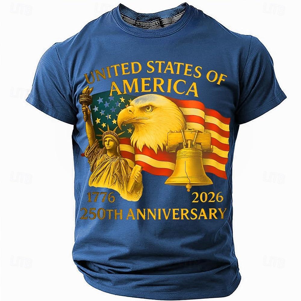 America 250th Birthday Eagle Flag 250 Years 1776-2026 Unisex Men's T-Shirts Casual Style