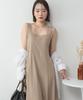 Jungle Jalopy Sleeveless Solid Casual WK-0506 Women's Dress, Maxi/Long Length, Color, Top, Cotton, Spring/Summer, Gray/Beige, M-L