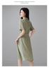 100% mulberry silk short sleeved shirt for women, versatile for summer commuting in 2026, medium to long length silk shirt for women