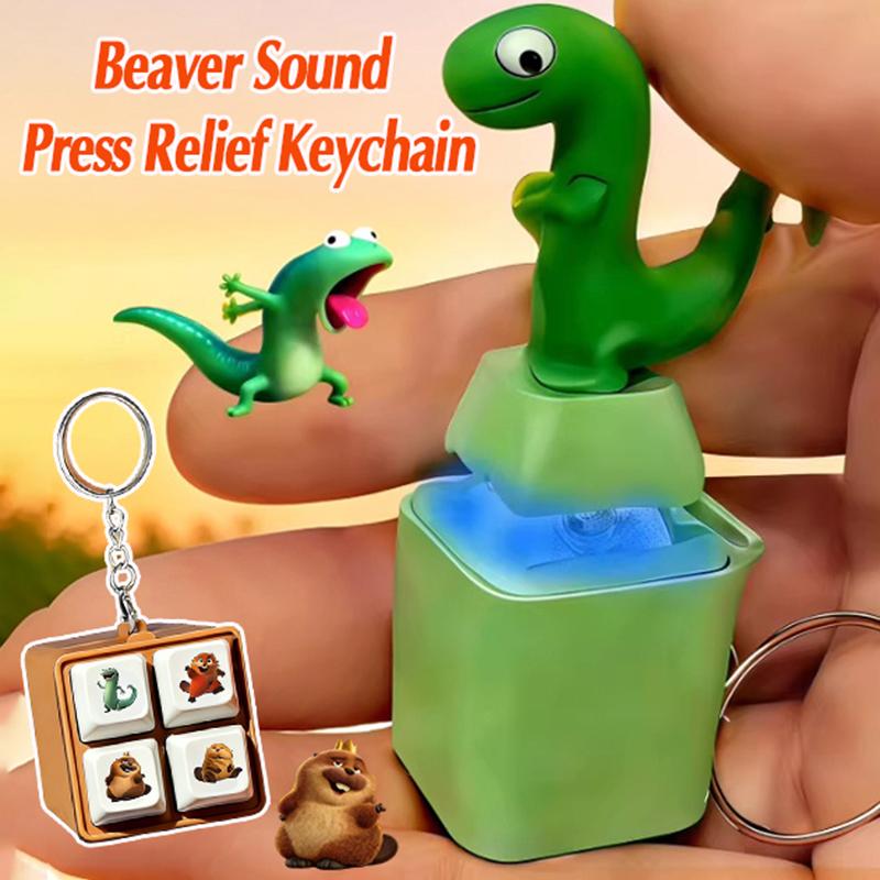 Beaver Keychain Decompress Hoppers Keyring Click Keyboard Keychain Hanging Pendant Make Sound Keyring
