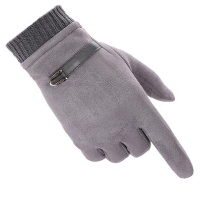 Suede Gloves Men's Autumn and Winter Windproof Warm Touch Screen Piled Thickened Riding Driving Motorcycle Cotton Gloves