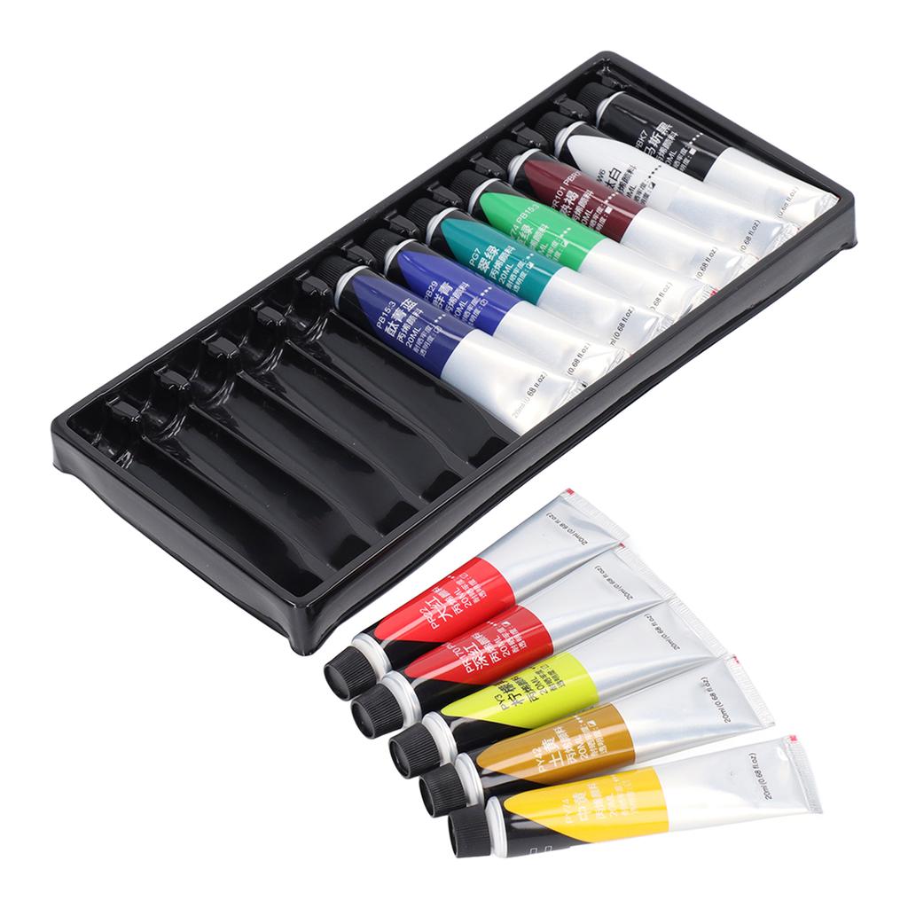 Acrylic Paint Set DIY Fluid Waterproof 12 Colors 20ml Each Fast Drying Safe Harmless Art Craft Paints for Wood Fabric