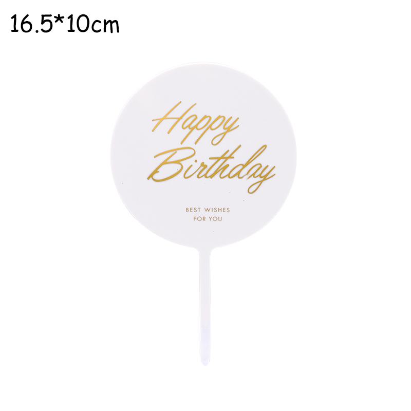 Creative Happy Birthday Acrylic Metal Cake Topper for Birthday Cake Decoration Cake Toppers Flags Wedding Birthday Party Decor